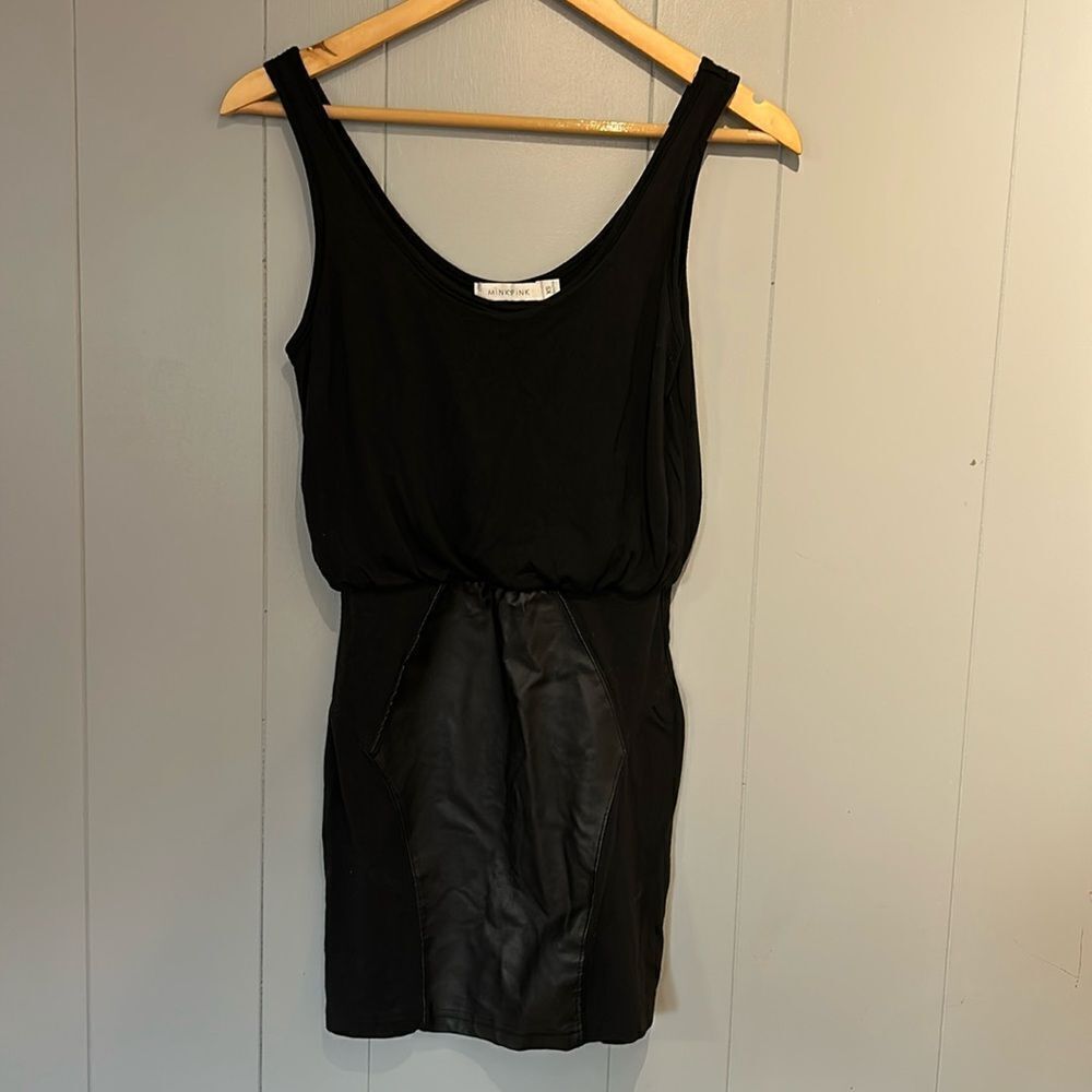 Mink Pink Black Vegan Leather Detail Dress Size XS